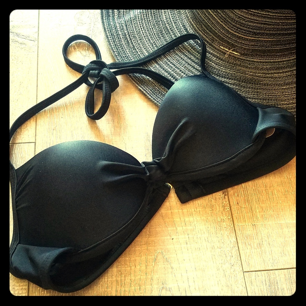 NWOT Black Push-up Halter Bikini top (size small)